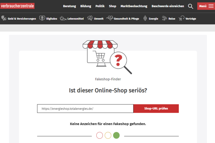 Fakeshop-Finder der Verbraucherzentrale